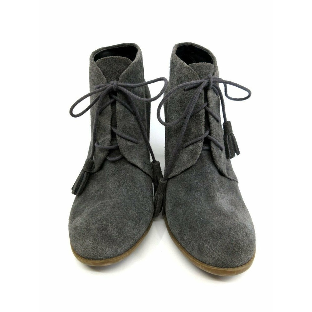 Sole Society Tallie Women's Gray‎ Suede Leather Lace Up Ankle Booties 7M